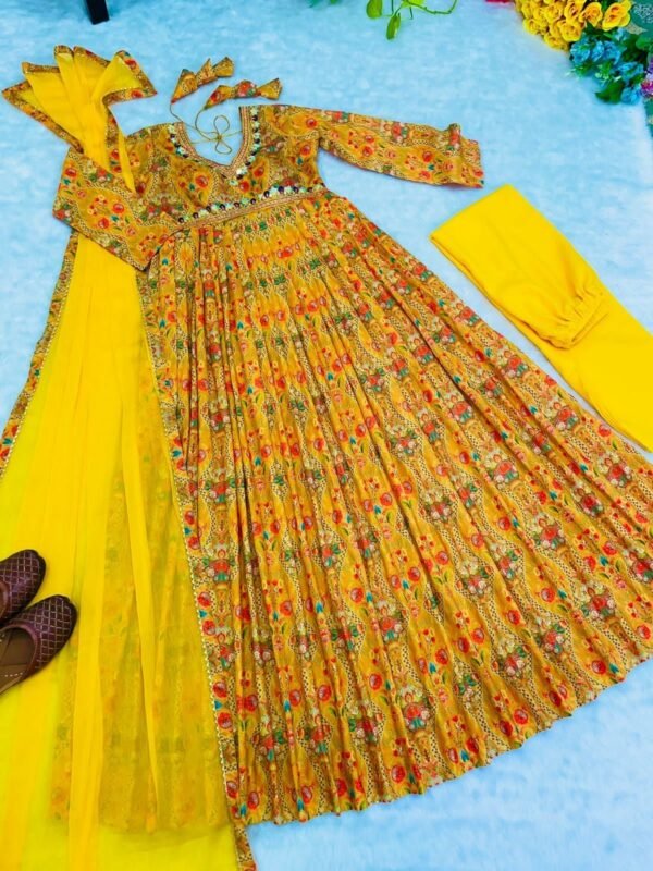 Presenting New Special Party Wear Aliya Cut Dresses Dupatta With Pant - Image 4