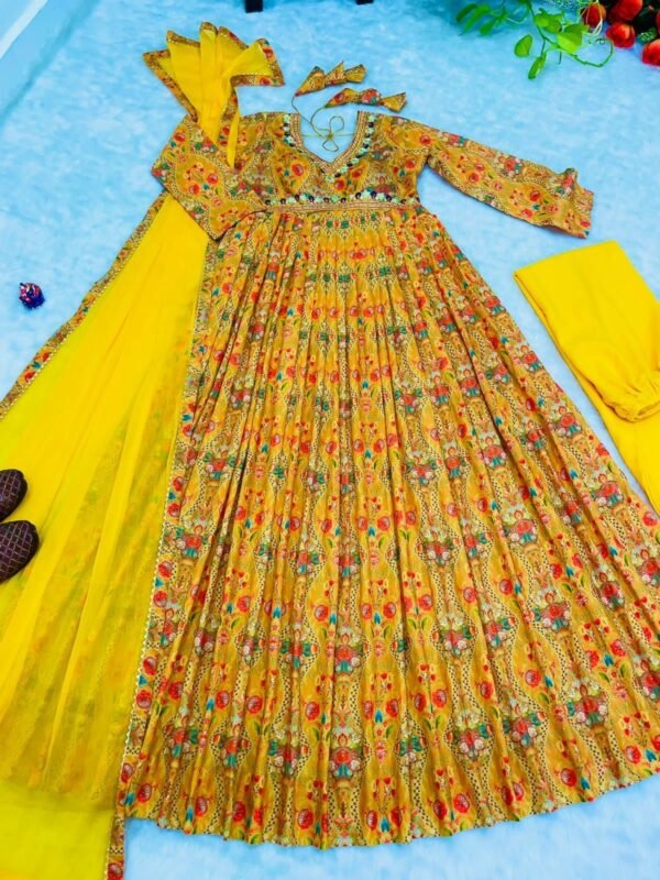 Presenting New Special Party Wear Aliya Cut Dresses Dupatta With Pant - Image 3