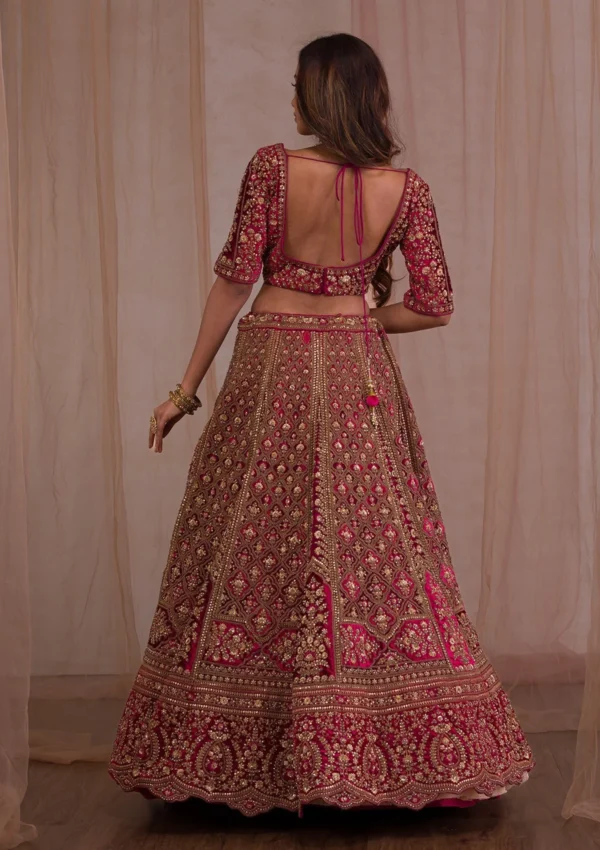 Zariwork Velvet Readymade Lehenga - Image 6